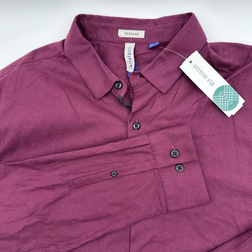 Artefact Men's Nolan Stretch Long Sleeve Jaspe Shirt AP2 Burgundy Medium New